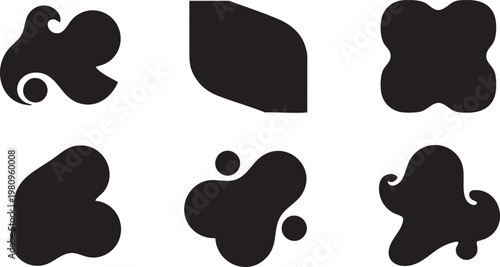Abstract Organic Liquid Blob Shapes and Modern Fluid Silhouette Icon Set