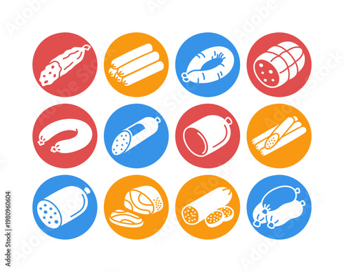 Sausage Delicatessen Products Black Glyph Icon Set