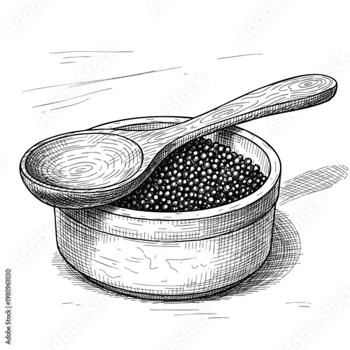 Vintage Style Hand Crafted Spoon and Container with Small Beads