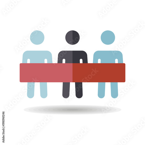 Group of protesting people with big placard icon