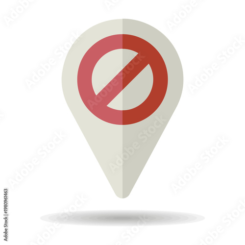 Forbidden pin map icon. Map pointer