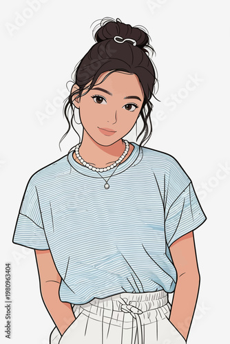 Young Woman in Casual Fashion Illustration