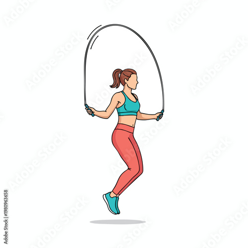 Healthy Woman Jump Rope Exercise for Fitness and Cardio Training