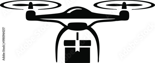 drone parcel transport aerial delivery gift box vector