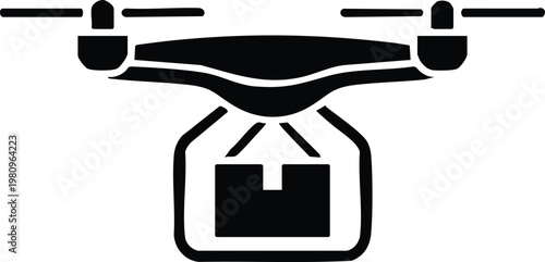 drone delivery package silhouette carrying parcel icon vector