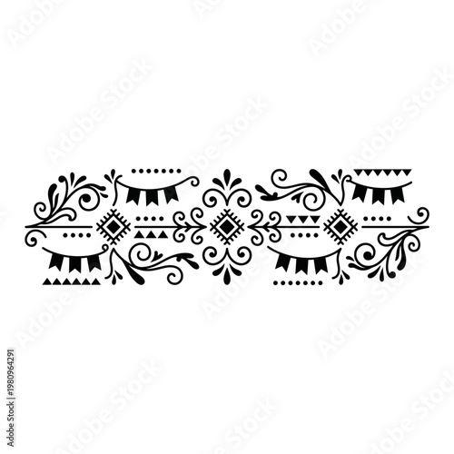 Festive drape with lanterns tassels and scalloped bunting