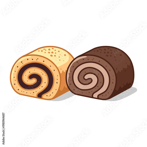 Chocolate Roll Cake Illustration. Chocolate Cake.