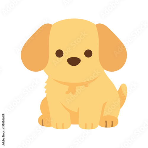 Adorable puppy sitting patiently with floppy ears and a sweet, gentle expression