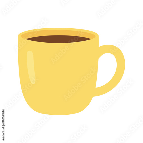 Cheerful yellow mug filled with steaming coffee provides a comforting and energizing start