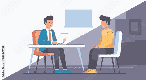 Businessman smiling at laptop in office