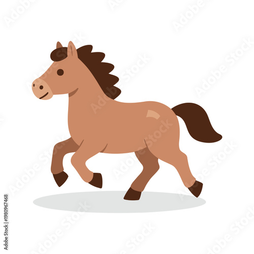 Cartoon horse in a canter shows movement and energy in a playful design