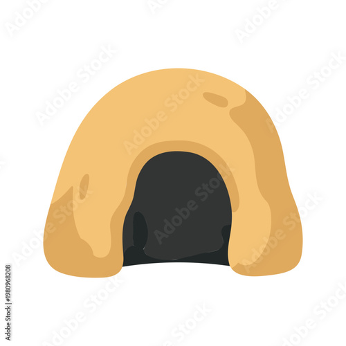 Cartoon cave illustration with simple design and color scheme for children's storybooks