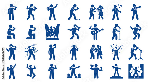 Konstfotografi Collection of diverse stick figure icons representing singers performers musicia
