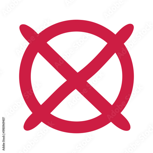 Simple red cross inside circle stands for rejection, refusal, voting or cancellation
