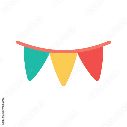 Festive party garland illustration with colorful triangle flags hanging on a string