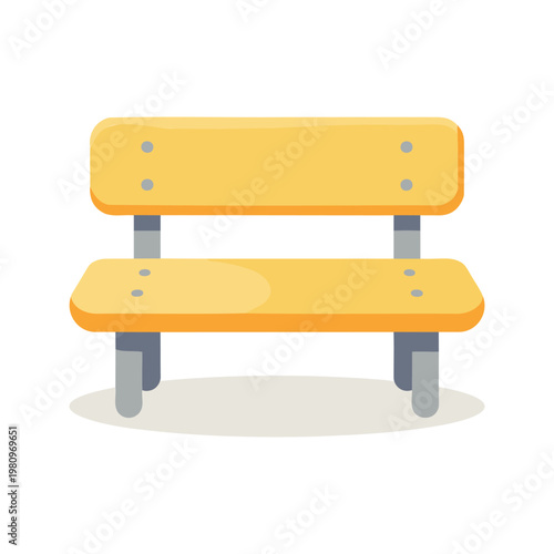 Simple yellow bench offers seating in parks and outdoor spaces on warm sunny days