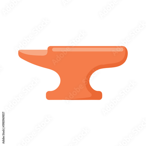 Orangey anvil flat vector design with simple and clean lines on a white backdrop