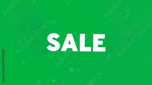 Animation of sale text in colorful letters filling to white on white background