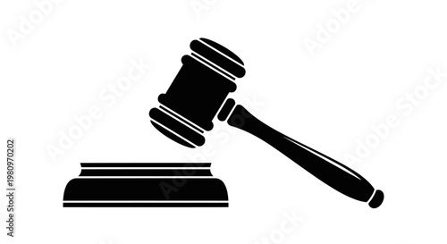 Wooden judge gavel on sound block isolated black background legal concept