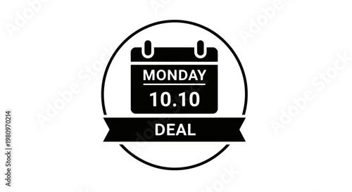 Monday morning deal clock showing 10:10 with sale banner for business promotions