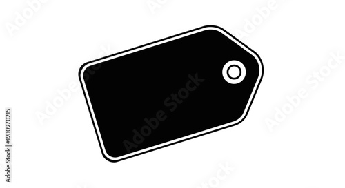 Blank black price tag with silver grommet for retail sale promotions