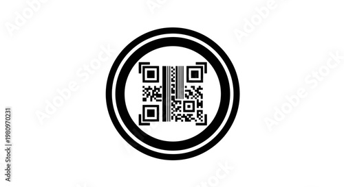 minimalist qr code in black circle on white background for digital marketing