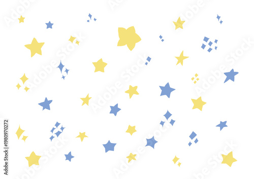 星とキラキラのシンプルな手描きイラストセット