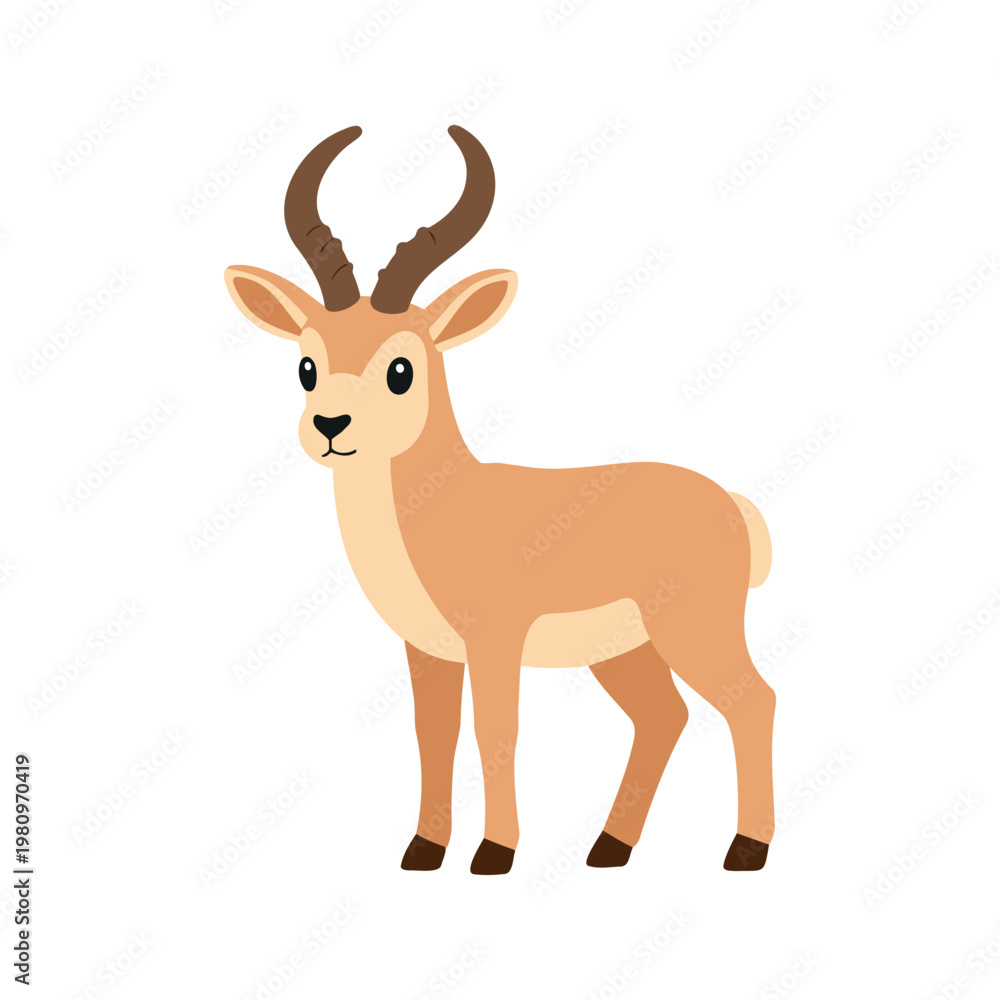 Obraz premium Cute pronghorn stands tall in a simple vector style illustration on a white background