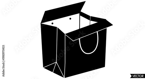 3d black gift box with open lid on white background for promotions