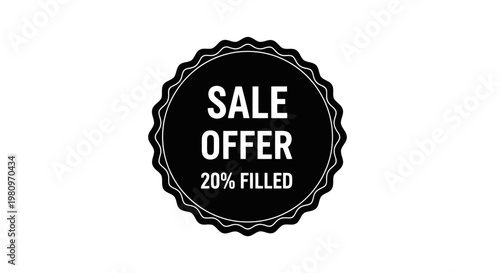 20 percent filled sale offer badge for retail discount promotions