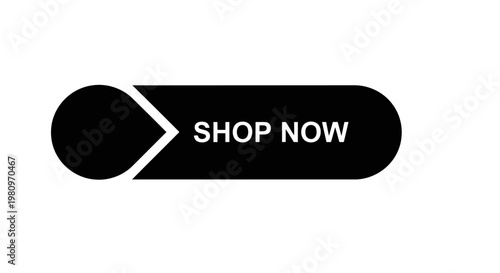 3d black shop now button with white arrow for ecommerce call to action