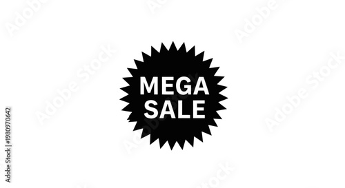 bold mega sale burst badge with explosive discount promotion design
