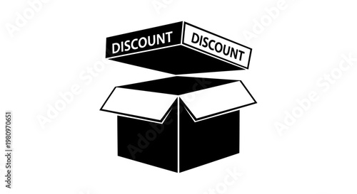 3d discount sale box with multiple discount tags on white background