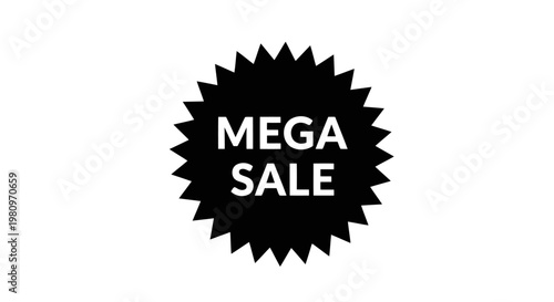 Black starburst mega sale banner with bold white text for promotions