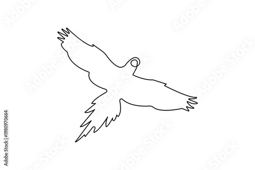 Minimalist parrot bird one line art drawing isolated on white background vector illustration