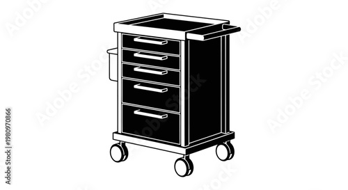 Modern black mobile tool cart with drawers and wheels for workshop or garage storage