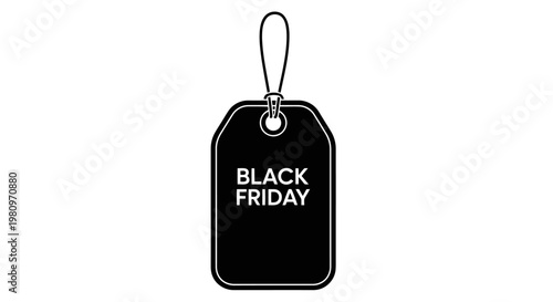 Black Friday sale tag isolated on white background with metallic clip