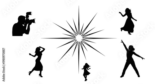 silhouettes of people celebrating with sparkler during night sale event