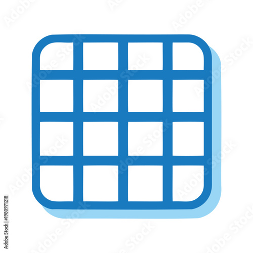 Blue grid pattern with rounded corners and soft shadow for modern interface design element