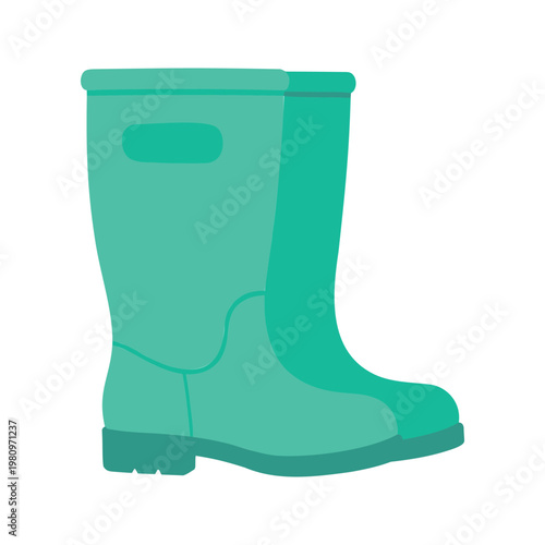 The rubber boot protects the foot and lower leg from water and mud when walking in wet conditions or doing wet work, like gardening.