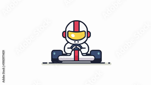 Cute Minimalist Formula Race Car Driver Vector Illustration