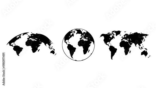 world map set vector illustration, isolated PNG transparent background