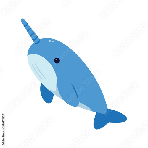 Narwhals are whales that possess a large 'tusk' from a protruding canine tooth, and they are commonly found near arctic regions.