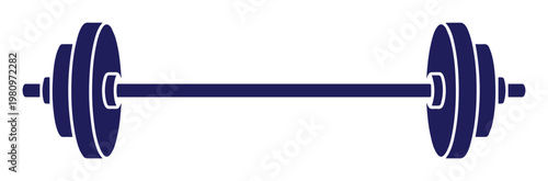 Navy Blue Barbell Vector Icon, Fitness Weightlifting Equipment, Gym Workout Symbol, Strength Training Element for Health and Exercise Designs