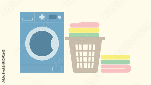 Laundry day background on pexels with washing machine and folded clothes