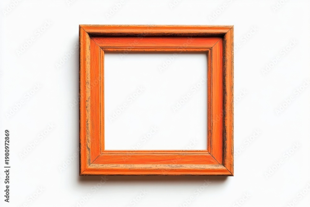 Fototapeta premium Rectangle vintage picture framed mockup orange decorative painting.