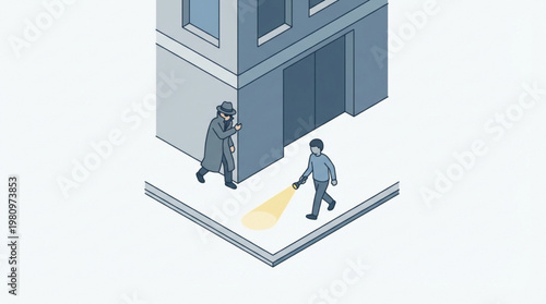 Two businessmen walking on sidewalk.