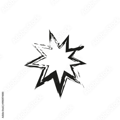 Grunge star explosion shape. Hand drawn Vector effect. Burst black brush stroke. Dynamic comic speech icon.