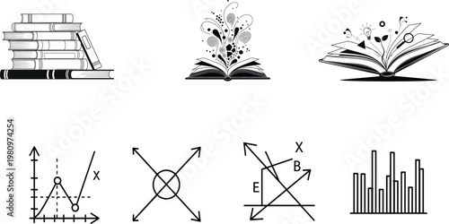 Vintage mathematical illustrations geometric shapes diagrams and technical drawings in black and white