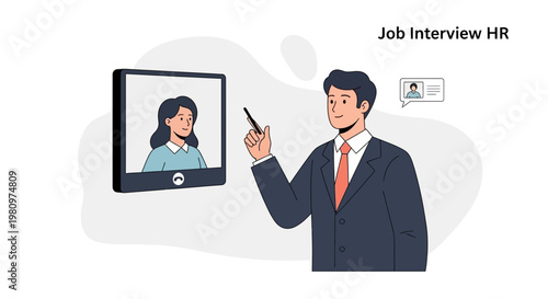 Online Job Interview: HR Manager Conducting Video Call with Candidate